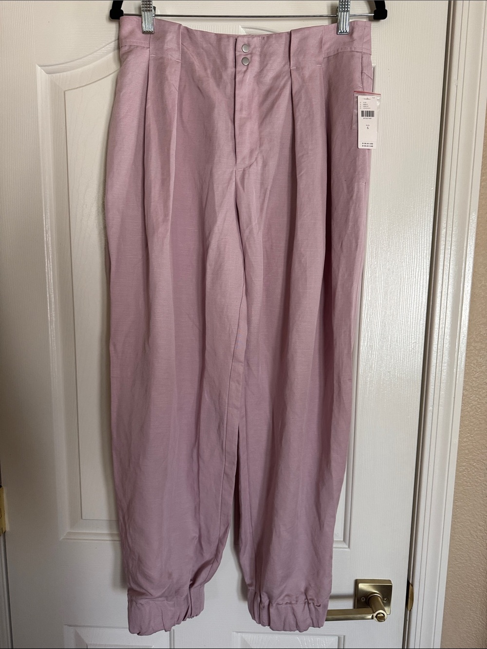 Light Pink/Lavender High-Waist Pleated Trousers
